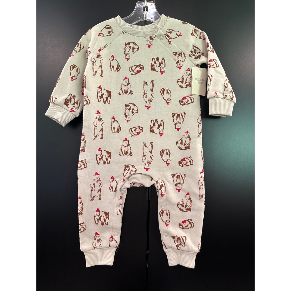 Tucker + Tate Baby Bear Sketches Fleece Romper Grey Moonbeam 12M TT514378IN
